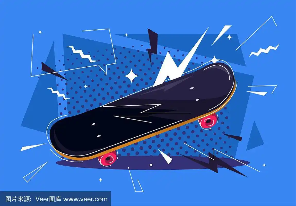 矢量插图的滑板在动力学