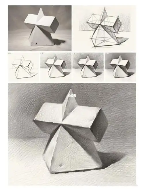 方锥穿插体作画步骤图