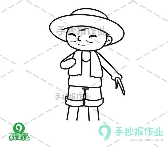 如此简单教你画农民伯伯简笔画画农民可爱的农民简笔画图片教程步骤