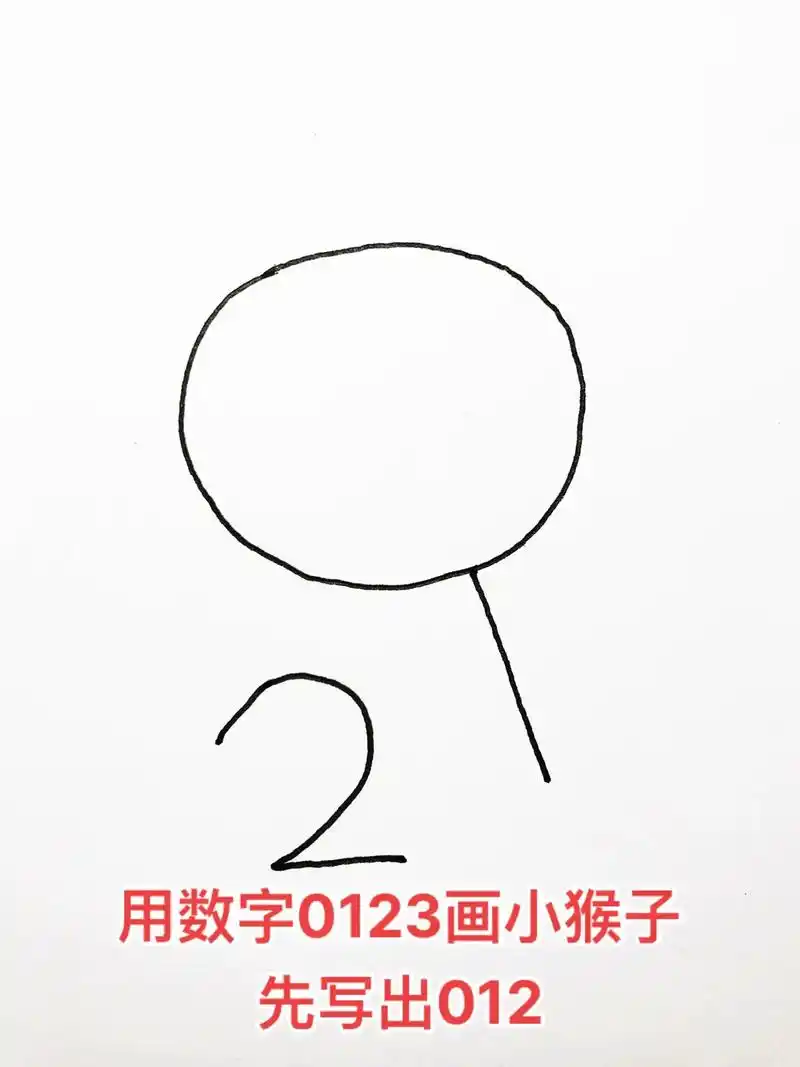 用数字0123画可爱的小猴子简笔画,简单可爱,零基础也能一学 - 抖音