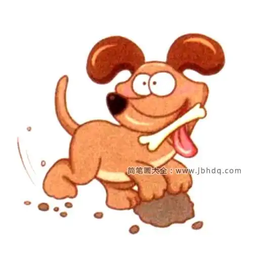 5.给狗狗,骨头和泥土涂上颜色.