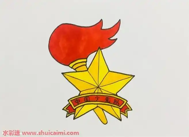 少先队队徽怎么画少先队队徽简笔画彩色
