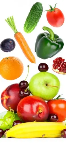 iphone 壁纸 一些水果和蔬菜,白色背景