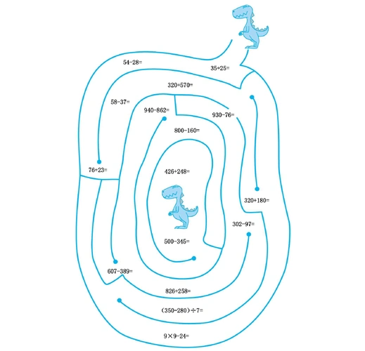 人教版小学三年级上册数学口算题练习九 迷宫大冲关