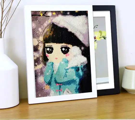 手工制作儿童钻石画儿童diy钻石贴画带框满钻画粘贴水晶钻女孩学生