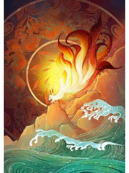 山海经九尾狐原创插画