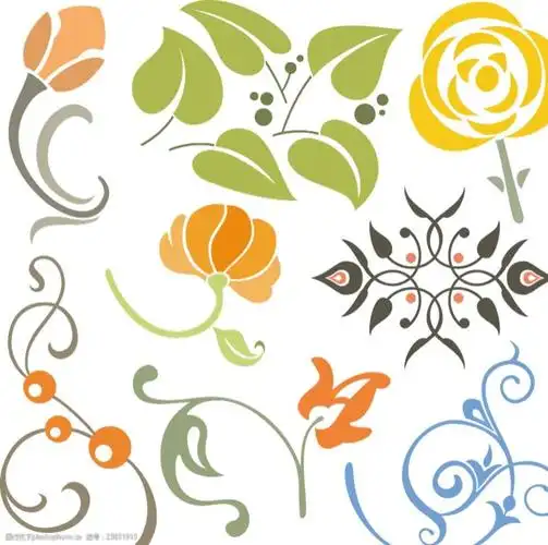 简洁彩绘花纹设计矢量素材