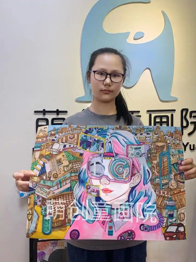 柳州市/科幻画比赛/一等奖作品 作品名称:《盲人可视系统》 荣获2021