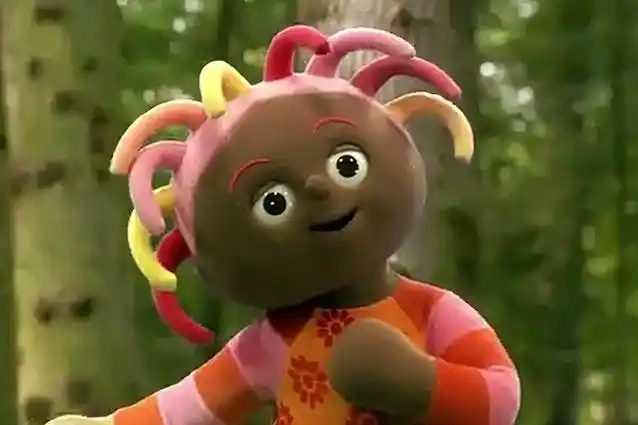 花园宝宝:唔西迪西玩着小花花,一躲一闪的,真有趣!