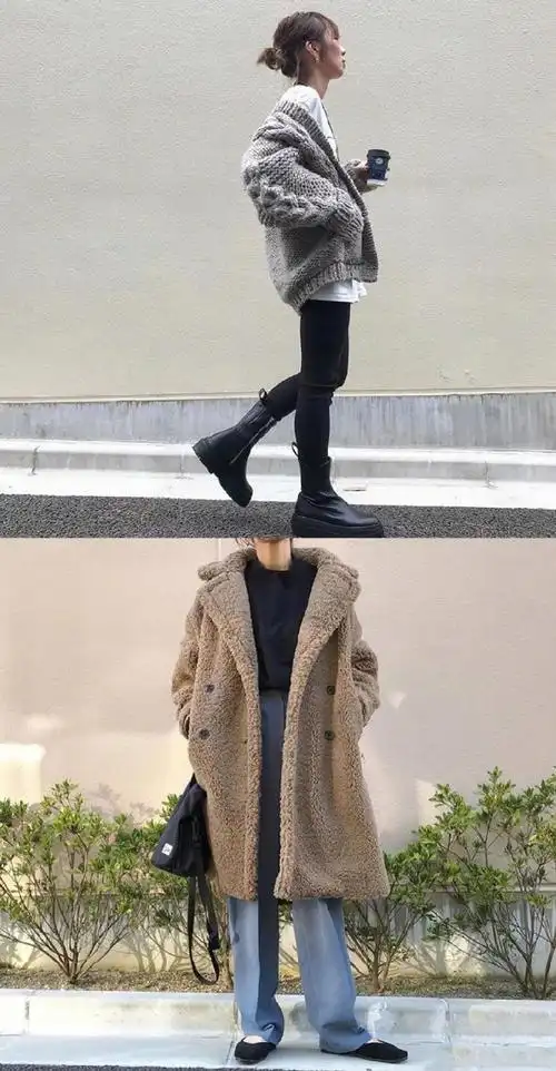 秋冬季穿搭示范,宽松舒适的日式风格,值得小个子女生们学习