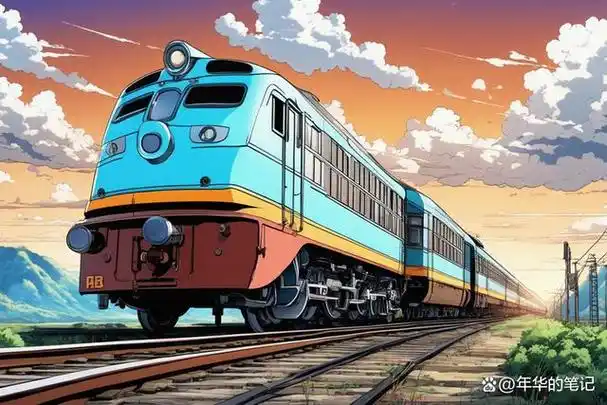 在蔚蓝的天空中,一辆列车悠然驶过,宛如宫崎骏电影中的奇妙场景.