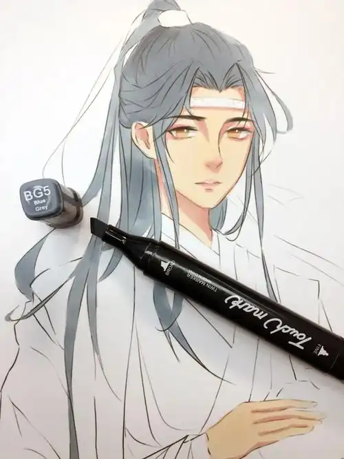 马克笔手绘魔道祖师蓝湛