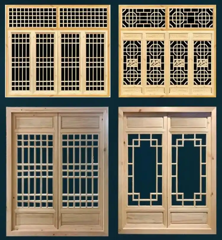 中式实木花格仿古门窗#仿古门窗 #实木花格 #玄关隔断  - 抖音