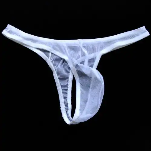 男士丁字裤t裤性感男低腰超薄全透明网纱u凸囊袋舒适骚内裤t-153