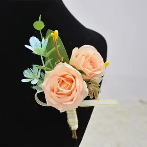 香槟色玫瑰仿真新郎新娘结婚礼胸花韩式伴娘手腕花森系男襟花胸针