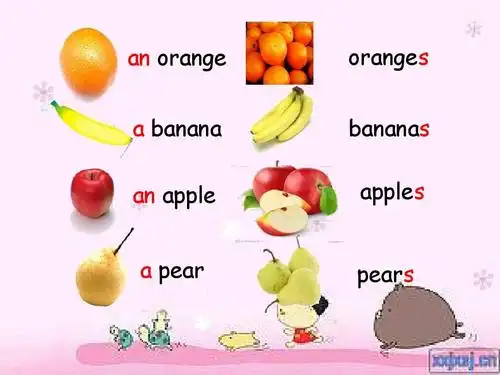 an orange   banana an apple   pear oranges bananas apples pears