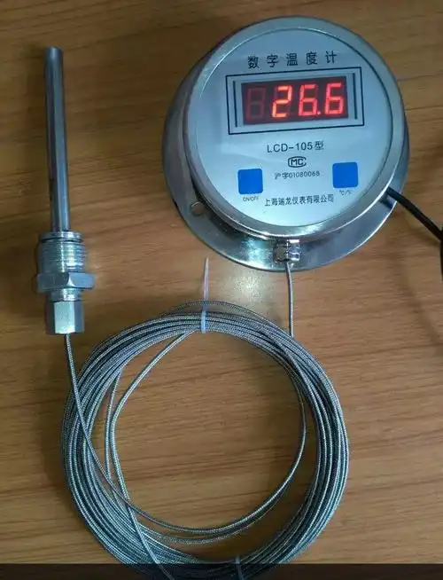 双金属数字温度计高精度数显温度计锅炉温度计工业探杆防水温度计