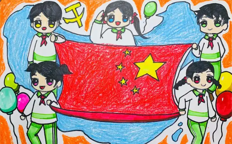 《升旗仪式》绘画全过程