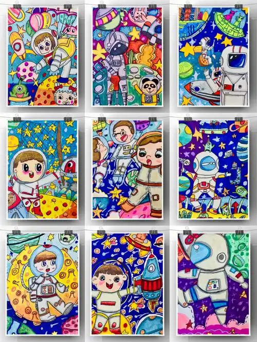 创意儿童美术插画宇航员太空科幻画