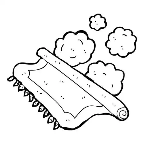 热轧的地毯,矢量, 卡通白色背景上的卷的地毯