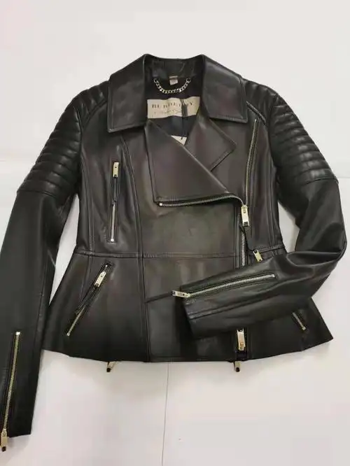 巴宝莉女式短款皮衣