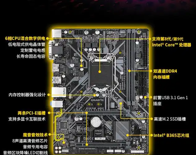 技嘉b365m hd3电竞主板1151台式机天哪主机箱游戏小主板b360换代