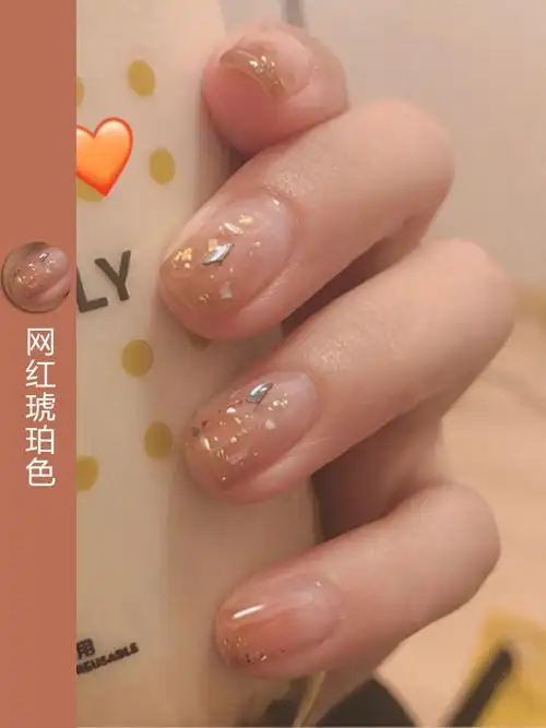 新款冰透琥珀色甲油胶2021年新款网红流行显白美甲光疗裸色—指甲彩妆