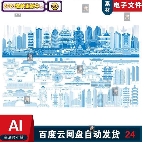 无锡城市剪影无锡设计素材地标建筑无锡标志会展背景无锡旅游景点