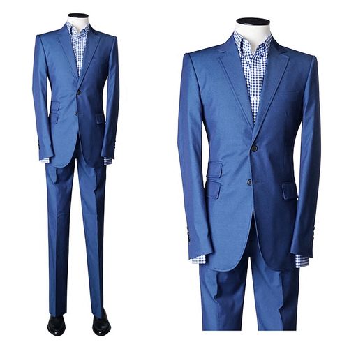 韩国正品修身西装亮蓝色西服套装男士新郎结婚礼服职业正装西装套
