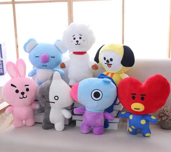 特价bts防弹少年团_bt21防弹少年团bts站立公仔毛绒玩具布娃娃玩偶