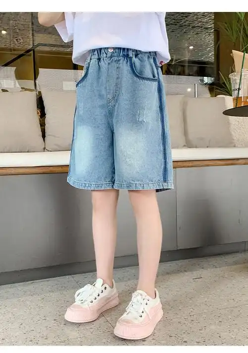 女童牛仔裤夏季2024新款外穿夏装童装儿童裤子女大童短裤五分裤薄