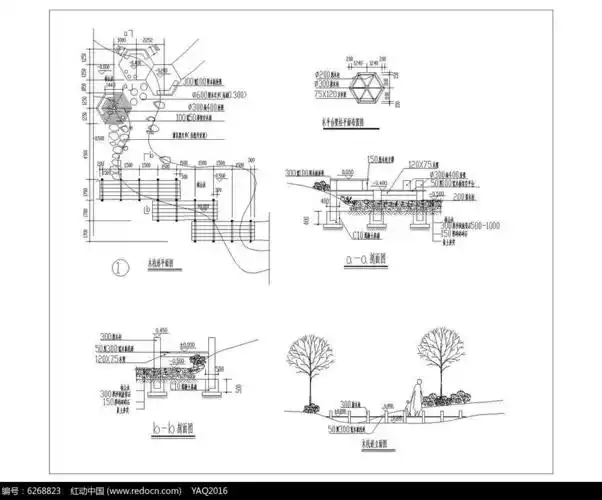 日式枯山水木栈道设计cad