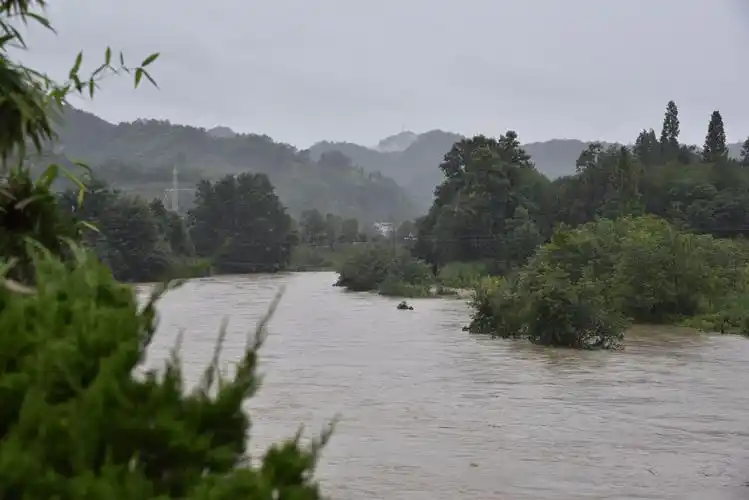 汉中暴雨致汉江变身黄河 群众扎堆围观