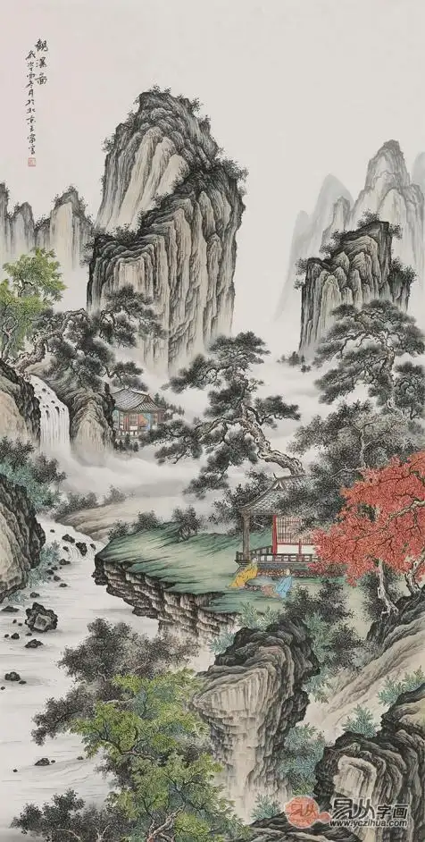 玄关挂画推荐:当代名家四尺竖幅山水画作品欣赏