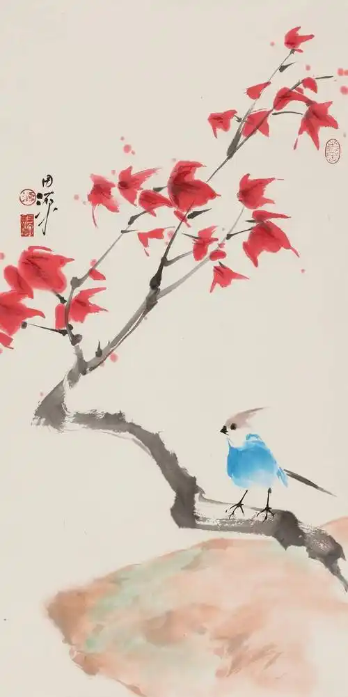 简而意远,寥寥数笔写成生动可爱的小鸟_田源_花鸟画_浙江美术学院