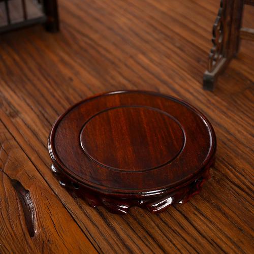 实木摆件花瓶底座花盆架子圆形木质底托鱼缸酒坛奇石头佛像木底座