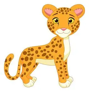 手绘卡通动物花豹