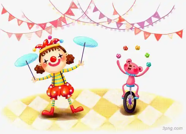 小丑杂技png素材透明免抠图片-卡通手绘-三元素3png.com