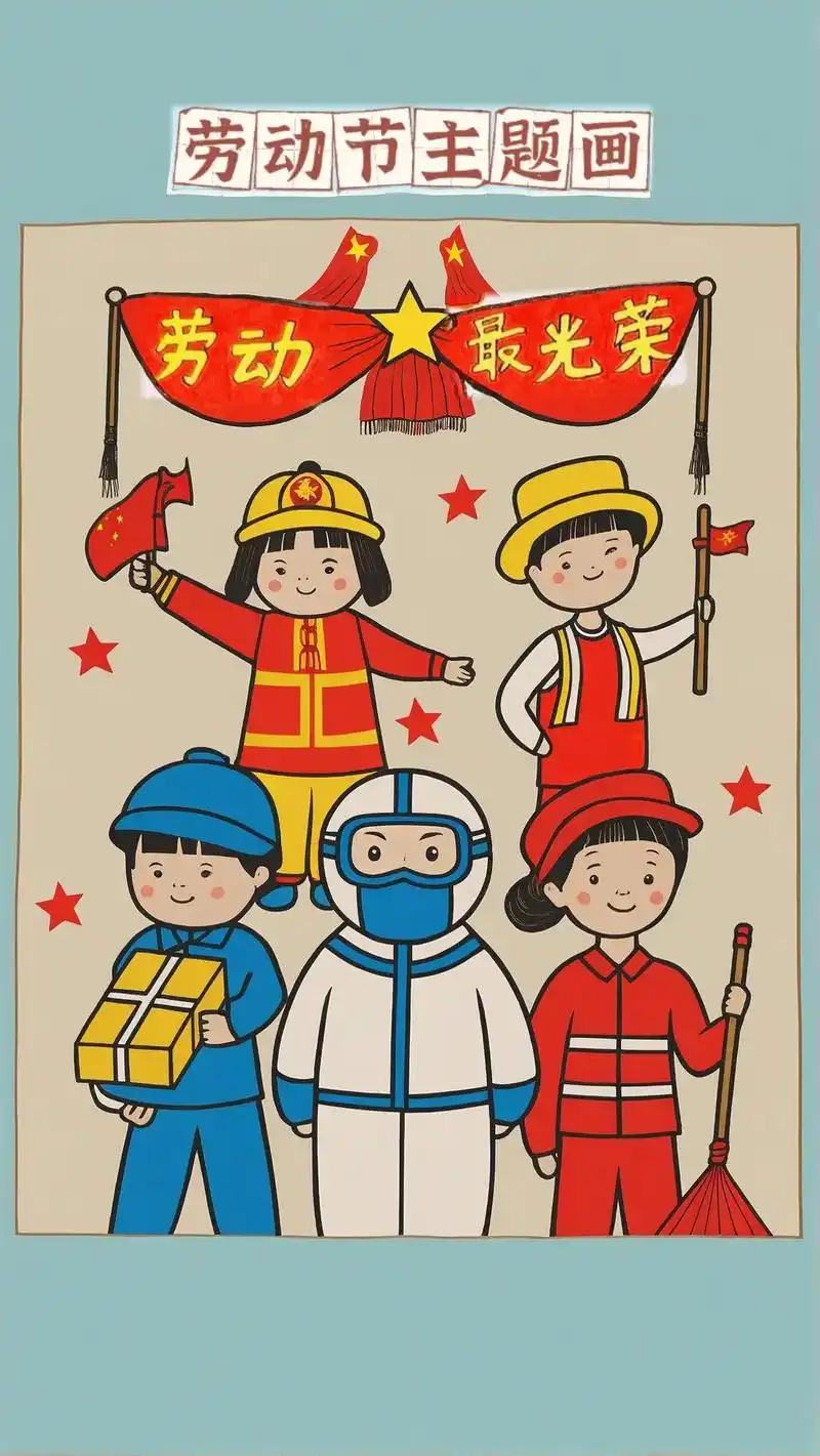 五一劳动节主题画:《劳动最光荣》向最可爱的人致敬!
