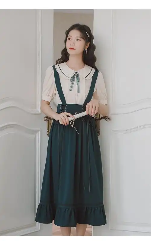 背带裙民国风复古小洋装少女学生装夏装lolita裙背带裙女轻lo裙日常