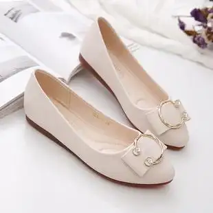 平底鞋单鞋女2020春季新款春秋鞋时尚百搭浅口圆头软皮软底豆豆鞋,可