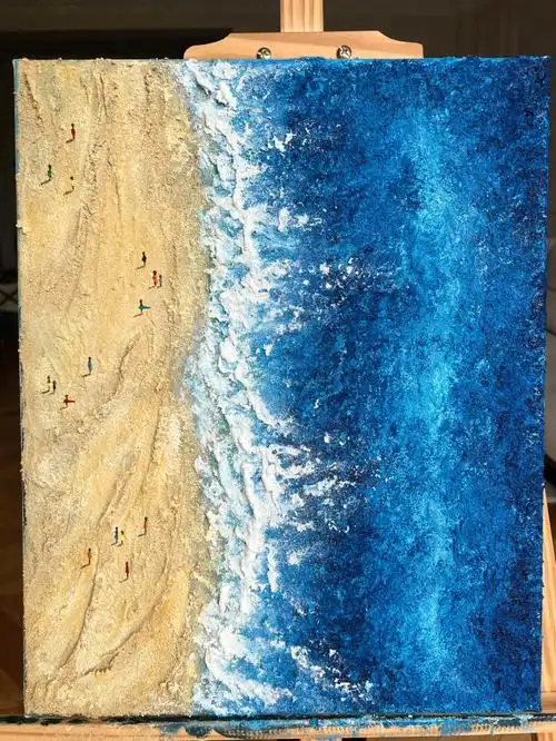 深蓝大海肌理画沙滩与海