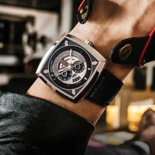 agelocer手表男士大表盘自动机械表男方形防水夜光男表