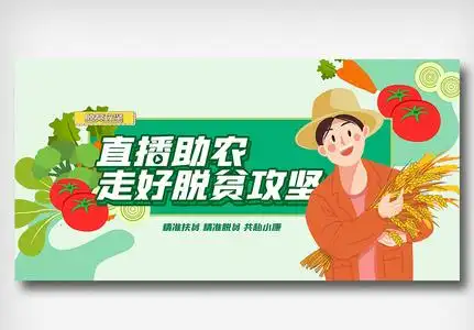 直播助农走好脱贫攻坚大会展板图片素材
