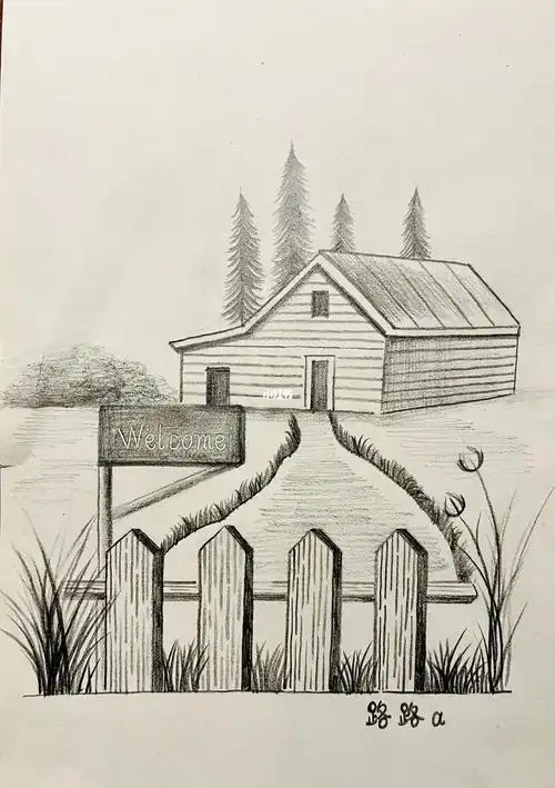 路路一起试试8~#绘画临摹  #画画  #画画其实很简单#素描  #素描风景