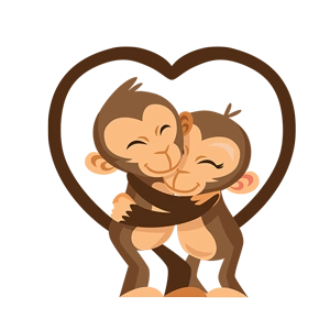 卡通开心拥抱猴子情侣免抠素材