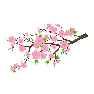 桃花春运卡通春天花草元素桃花枝png素材