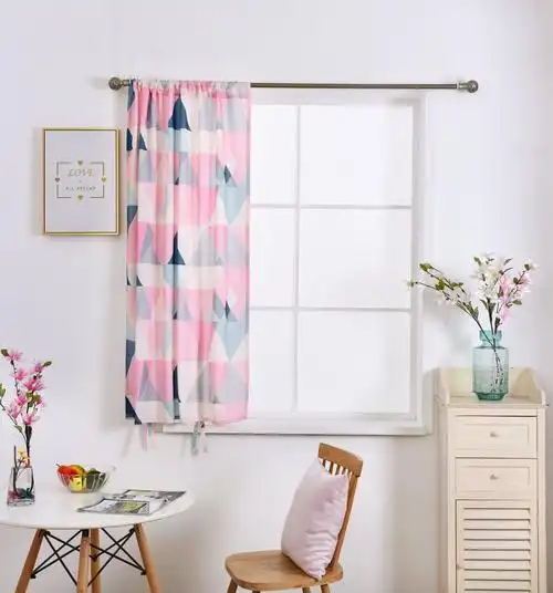 粉色窗帘_* 几何提拉帘粉色小窗帘北欧飘窗半遮光 - 阿里巴巴