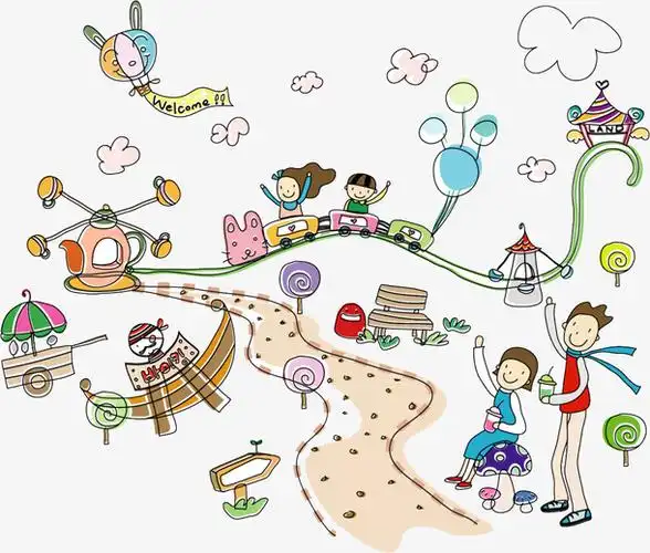 手绘游乐场免抠素材免费下载_觅元素51yuansu.com