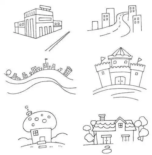 简笔画建筑手画